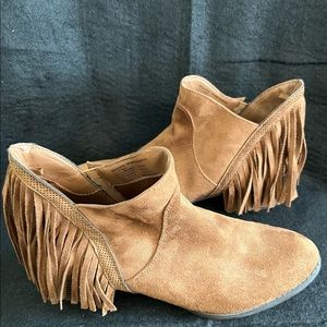 Suede Fringe Ankle Boots